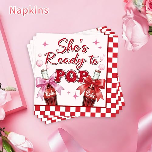 50 Pcs She's Ready to Pop Baby Shower Napkins Decorations (She’s Ready to Pop)