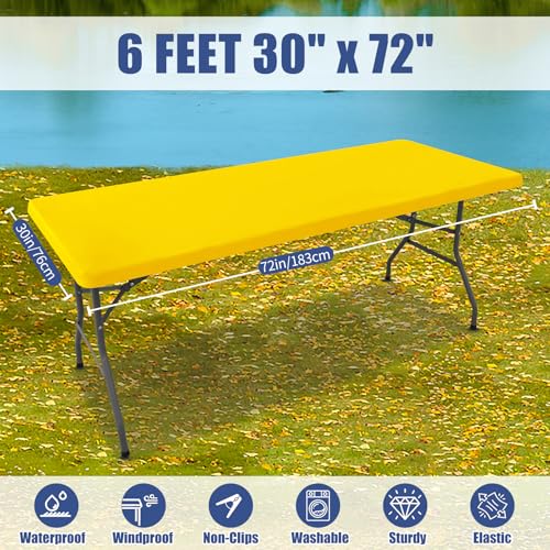2 Pack Rectangle Spandex Fitted Table Cloth (Yellow / 72" x 30" (Rectangular))