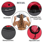 Womens Summer Sun Hat Beach Hat Wide Brim Outdoor UV Protection Hat Foldable Cool Mesh Ponytail Bucket Hat (6-7 / Red-gray)