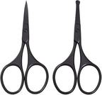 Multicolor Professional Grooming Scissors for Personal Care Facial Hair Removal and Ear Nose Eyebrow Trimming Stainless Steel Fine Straight Tip Scissors 3.9 Inch (Black Set D)