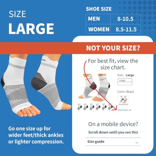 6 Pairs Compression Socks with Arch Support for Plantar Fasciitis (2 Black+2 Gray+2 White(6 Pairs) / Large(6 Pair))