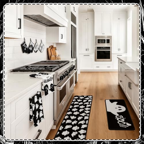 10 Pcs Halloween Kitchen Decor Set (Black, White / Cute Ghost)