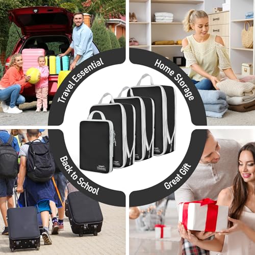 4 Set Compression Packing Cubes (Black-4pcs / Set of 4)