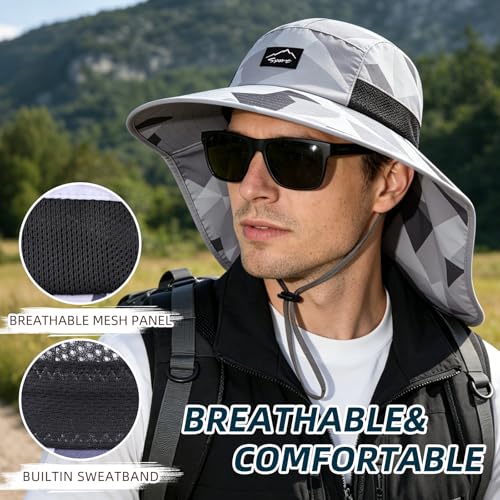 Outdoor Sun Hat for Men Women (1pack-camo Light Grey)