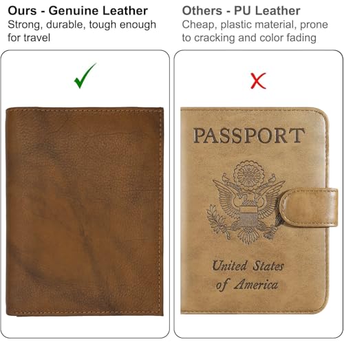 Deluxe Personalized Monogrammed Antique Saddle RFID Leather Passport Wallet (Antique Saddle / Deluxe)