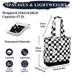 Beach Bag for Women (Black White Checker)