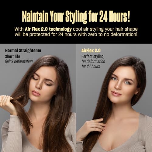 Hair Straightener and Curler 2 in 1 by BeKind Flex (Golden / 1 inch)