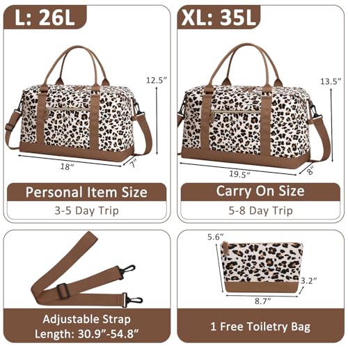 Women Travel Duffle Bags (Leopard Print / Large)
