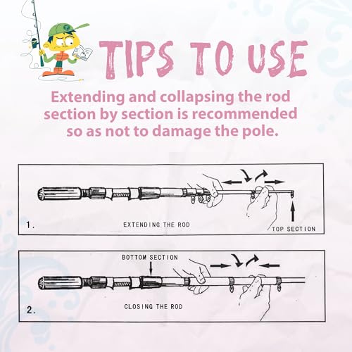 Kids Fishing Pole with Reel Beginner Kit for Boys Girls Ages 3 (Light Pink)