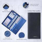 Leather Checkbook Cover Wallet for Men with RFID Blocking (Black+Blue)