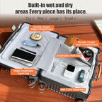 Aluminium Frame Carry on Luggage with Smooth Jelly Wheels (Grey& Brown / 21 inch)
