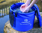 Collapsible Water Bucket with Lid 23L Portable Camping Wash Basin (Navy Blue / 23L)
