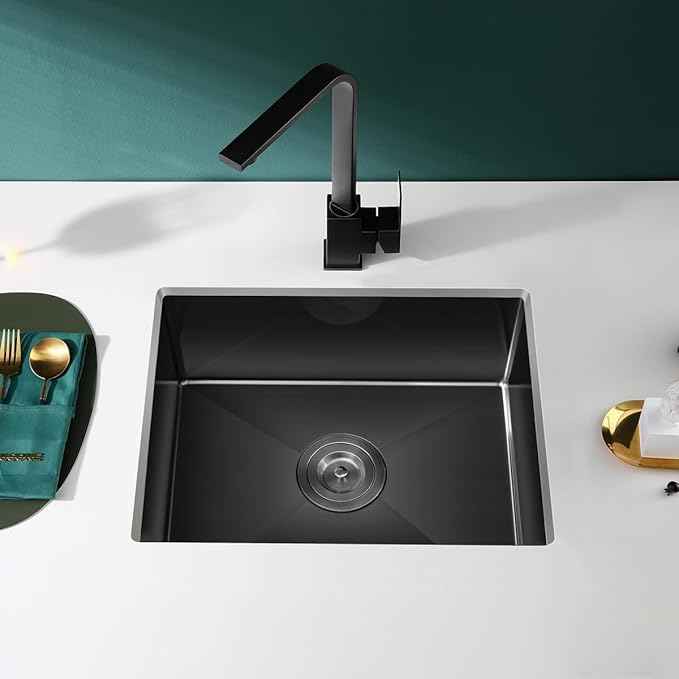 20-inch Undermount Kitchen Sink Black, T304 Stainless Steel Single Bowl Kitchen - Image 7