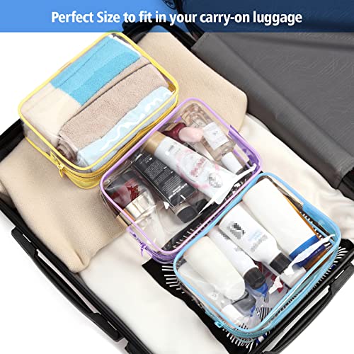 TSA Approved Toiletry Bag (5 Blue Pink White Yellow Purple / Pure TSA Series (5 Medium))