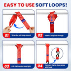 MOCA Heavy Duty Ratchet Straps Tie Down 4 Pack 1.6" x 8 ft (Red / 8ft)