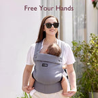 PureHug Baby Carrier (Cotton-Grey / Regular Fit (25"-50" Waist))
