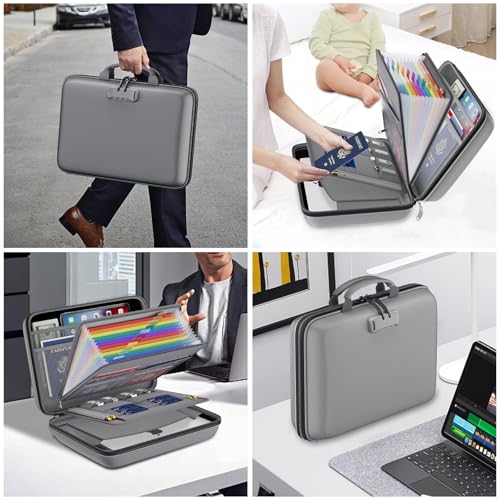 Fireproof File Organizer with Lock (15.5" x 11.5" x 3"(colorful) / Gray)