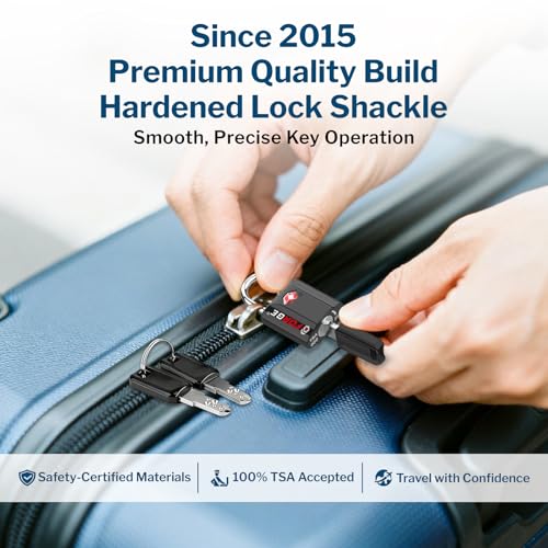 Small Size TSA Approved Luggage Locks (Black 8 Pack)