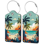 Cartoon Summer Beach 2 Pcs Luggage Tags (Cartoon Summer Beach)