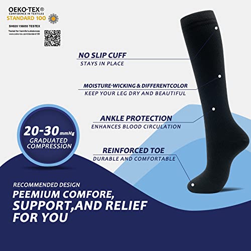 8 Pairs Compression Socks for Men & Women 20 (Small-Medium / 05-8 pairs-black/white2-NEW)
