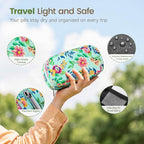 Weekly Travel Pill Organizer 2 Times a Day AM PM Rainbow Pill Box (A Canvas Green 01 / 1 Set Canvas Case)