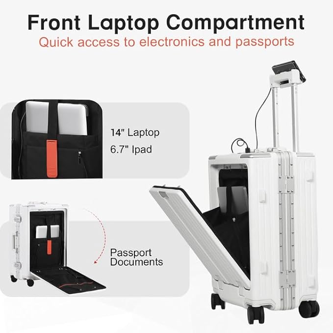 Carry On Luggage 22x14x9 Airline Approved Aluminum Frame, 20 Inch Hard Shell - Image 2