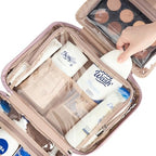 Travel Toiletry Bag for Women Hanging Organizer Makeup Case Pockets (Peach-Pink / Large)