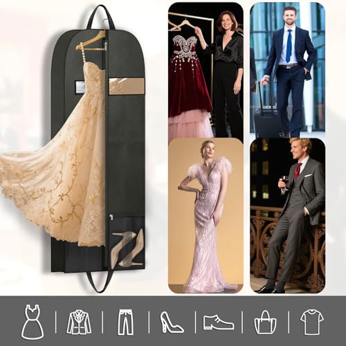Long Garment Bag 60'' for Womens Dress Long Gowns Hanging Clothes (60" 1PK)