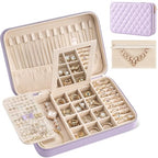 Travel Jewelry Case for Women Girls (Purple / Large (10"W*6.69"D*2.17"H))