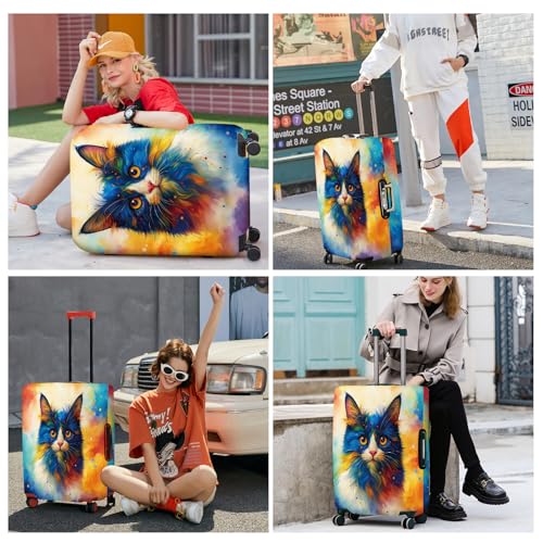Colorful Cat Luggage Cover (#30 / M(fits 24-26Inch suitcase))