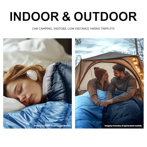 Cold Weather Sleeping Bags for Adults (Navy-5.3lb)