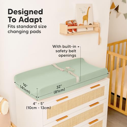 2 Pack Waterproof Changing Pad Covers (Sage / Waterproof + Viscose derived from Bamboo)