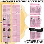 12 Pockets Large Over Door Shoe Organizer (Pink / 2 Pack x 12 Pockets)