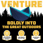 Hammock for Camping Double Hammocks Gear for The Outdoors Backpacking Survival or Travel (Navy & Light Blue / Double)