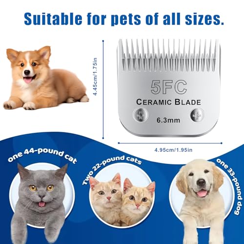 5FC# Detachable Pet Dog Grooming Clipper Ceramic Blade (Silvery-8)