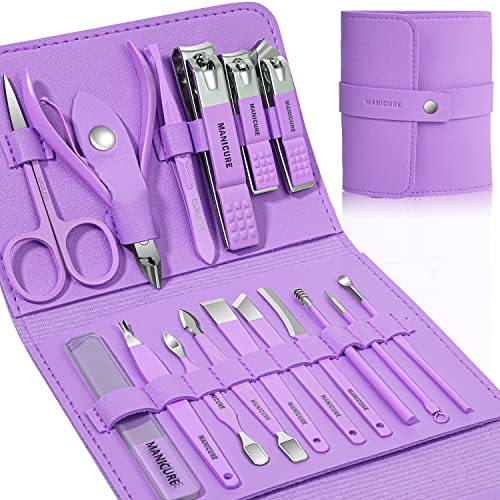 Manicure Set Professional Nail Clippers Pedicure Kit (Violet)