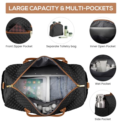 Travel Bag Weekender Bags for Women (31-Black Brown / 40L-Large)