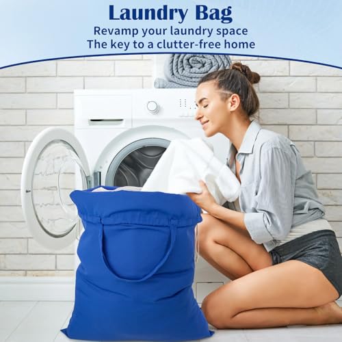 Laundry Bag with Handles & Drawstring Closure (Blue / L 27.6"Wx 35"H┃1 Pack)