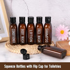 Travel Bottles for Toiletries 6 PCS 3.4oz Plastic Bottles Brown (Brown)