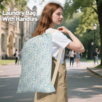 Laundry Bag Backpack for Dorm & Travel (Blue Florals)