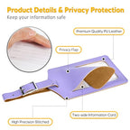 4 Pack Leather Luggage Tags for Suitcases Travel Labels Purple (Purple)