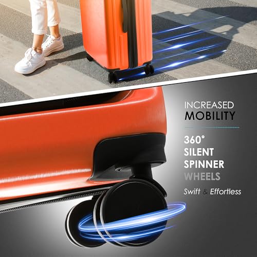 Hard Shell Luggage Sets with Spinner Wheels 4 Piece (4 Piece Set (20/24/28) / Orange)