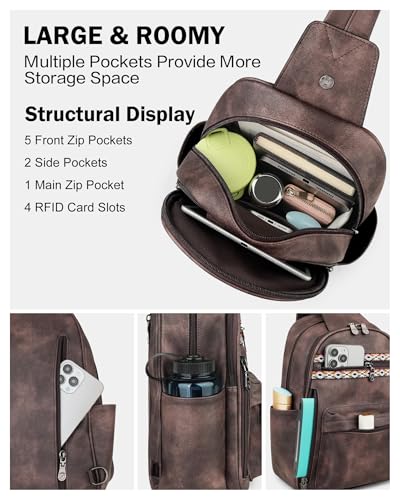 Large Sling Bag for Women (Coffee Brown Retro Style)