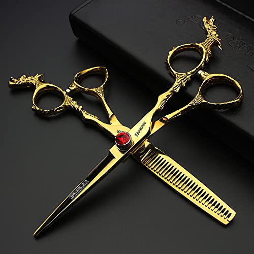 5.5/6 /7 Inch Knight Professional Japanese Hair Scissors Barber Scissors Set (6+7 inch 4pc) (6+7 Inch 4pc)