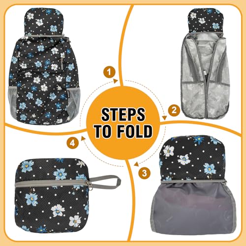 Lightweight Packable Backpack 20L (20 L / Black, White Polka Dot Floral)