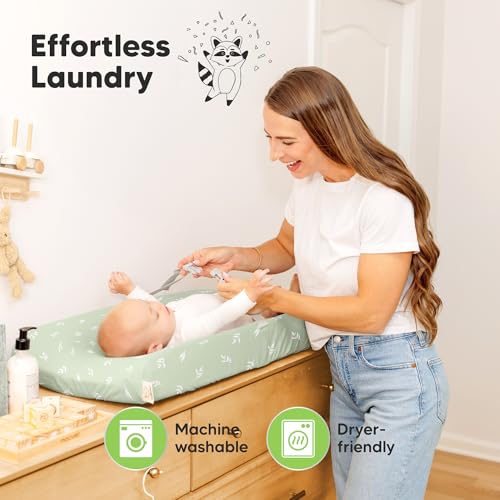 2 Pack Organic Changing Pad Covers for Girl (Herb / 100% Cotton)