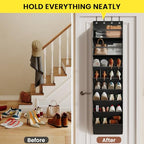 XL Clear Over the Door Shoe Organizer for Closet Fit 25 Pairs (Black 16-20 Pairs Clear Pockets / XL)