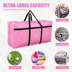 4 Pcs 96 Gallon Extra Large Moving Bags Heavy Duty Storage Bag (96 Gallon / Pink)