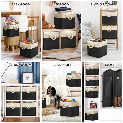13" x 13" Large Fabric Storage Cubes (Black / 13" Cube - 13" x 13" x 12.5")