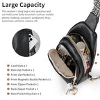 Crossbody Bags for Women Anti Theft Vegan Leather Sling Bag RFID Blocking Chest Bag for Travel (Black-02)